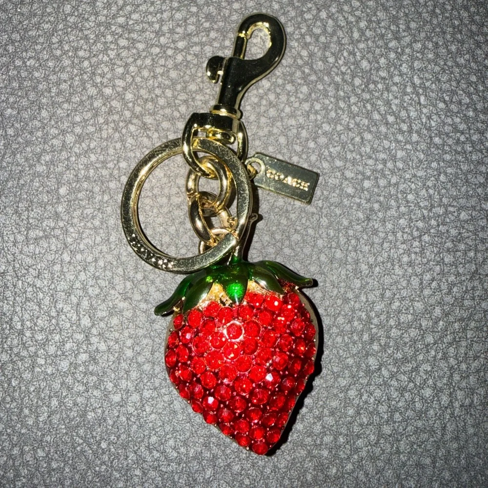 Strawberry Key Holder with Red Crystals - Picture 2 of 4